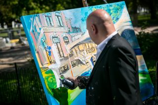 Schilderij gemaakt van Handelsbanken Haarlem